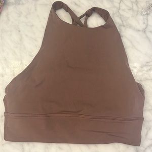Lululemon athletica longline high neck bra, size 6, earth tone